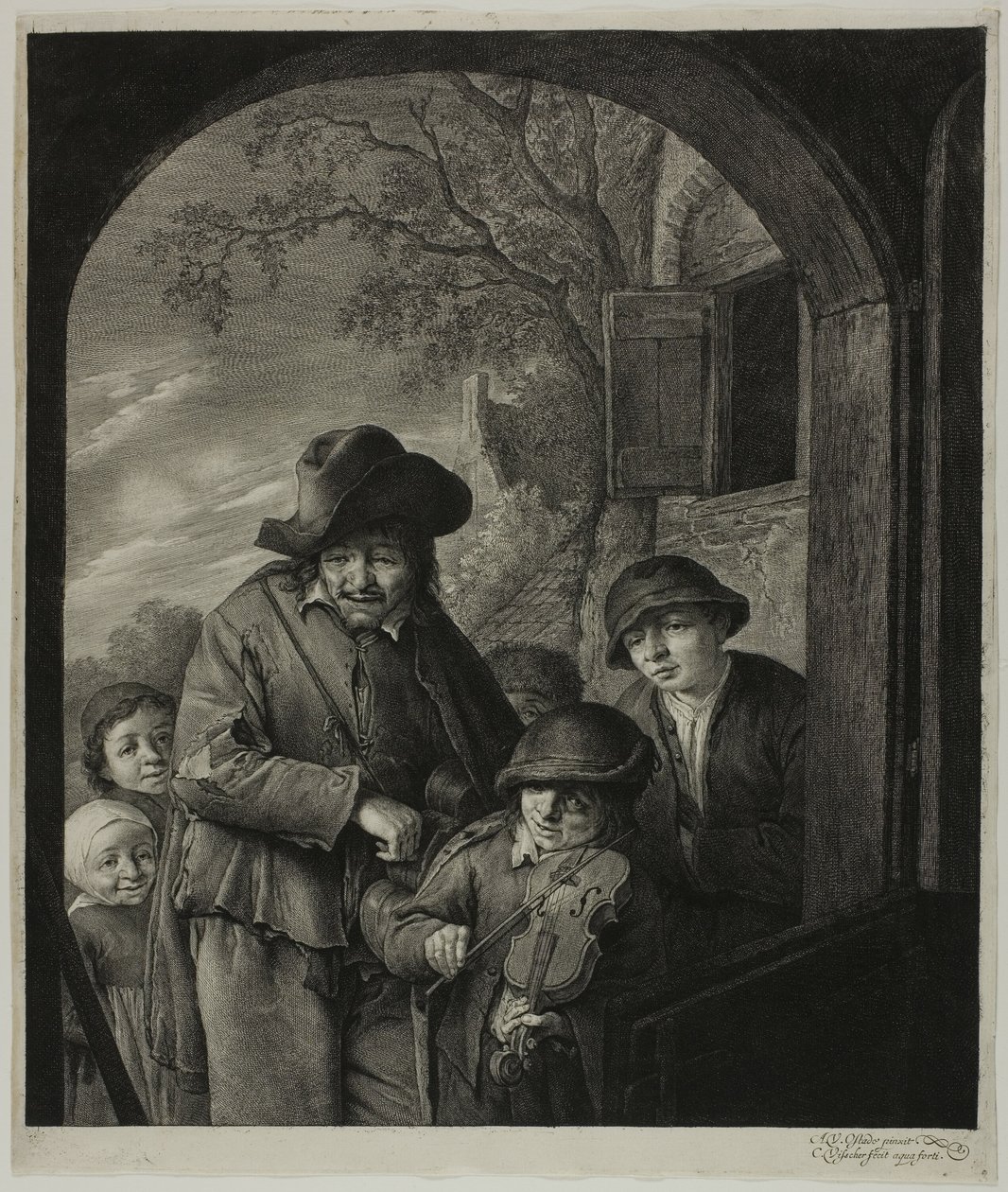 Il suonatore di ghironda da Cornelis Visscher