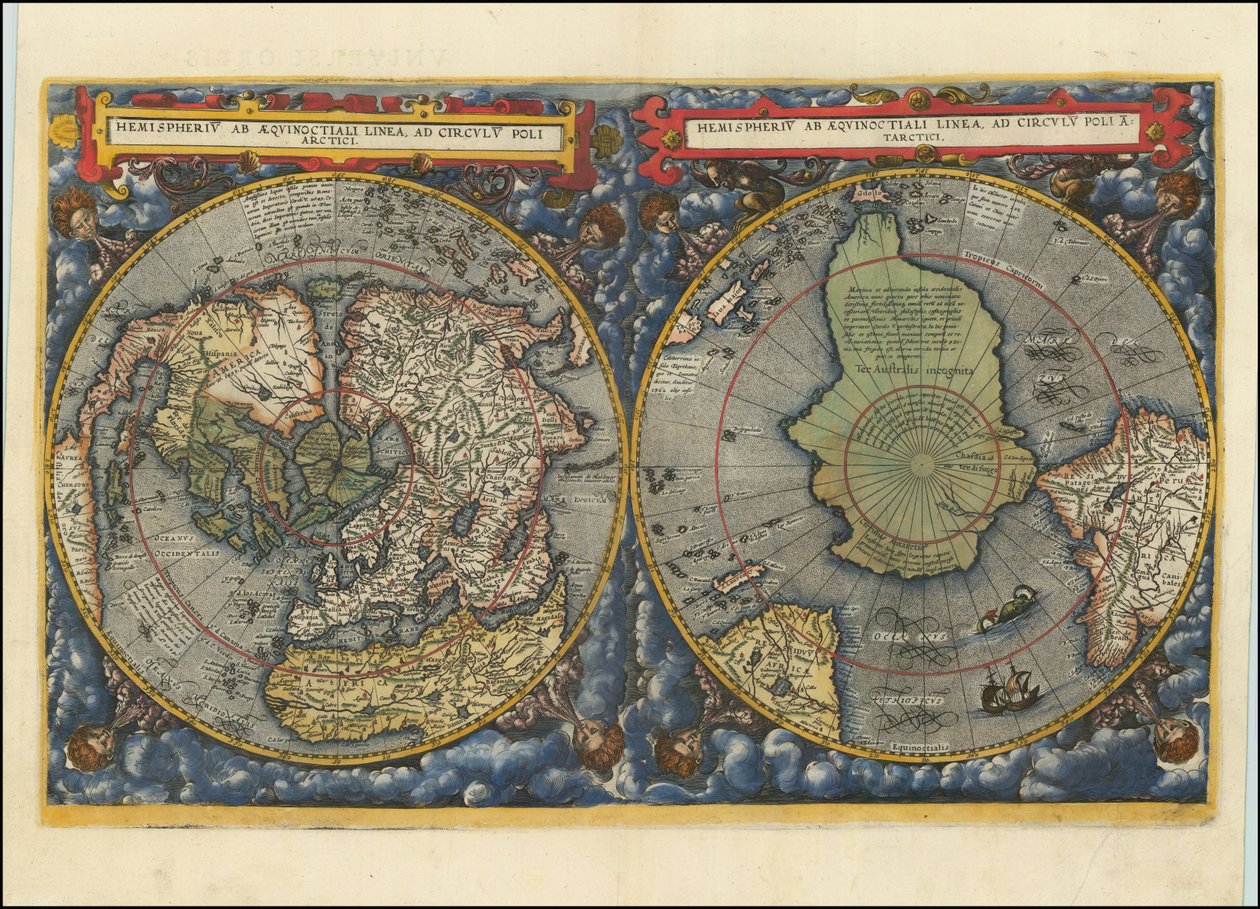 Hemispheriu ab Aequinoctiali Linea, ad Circulu Poli Arctici, 1593 da Cornelis de Jode