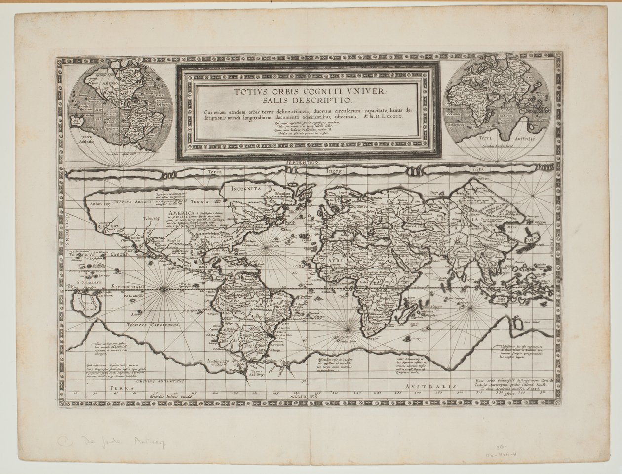 Totius Orbis Cogniti Universalis Descriptio, Anversa, 1593 da Cornelis de Jode