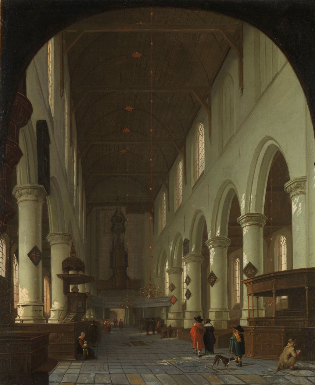 Interno della Oude Kerk a Delft dal coro verso il portale da Cornelis de Man (attributed to)