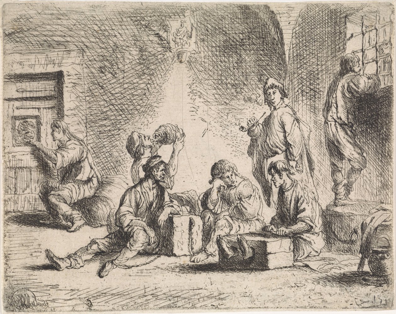 Prigionieri in prigione (Scene di genere) da Cornelis de Wael