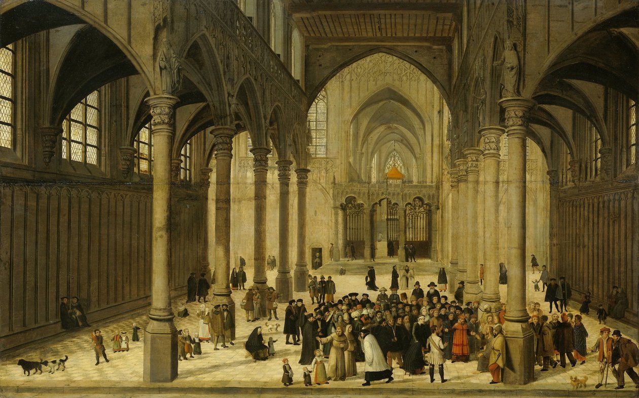 Interno di chiesa con Cristo che predica a una congregazione da Cornelis van Dalem (attributed to)