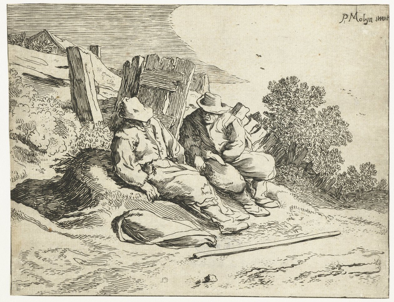 Contadini lungo la strada da Cornelis van Kittensteyn (attributed to)