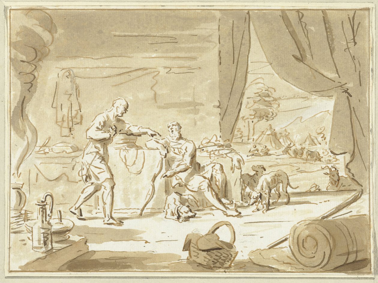 Esaù vende il suo diritto di primogenitura a Giacobbe da Cornelis van Noorde