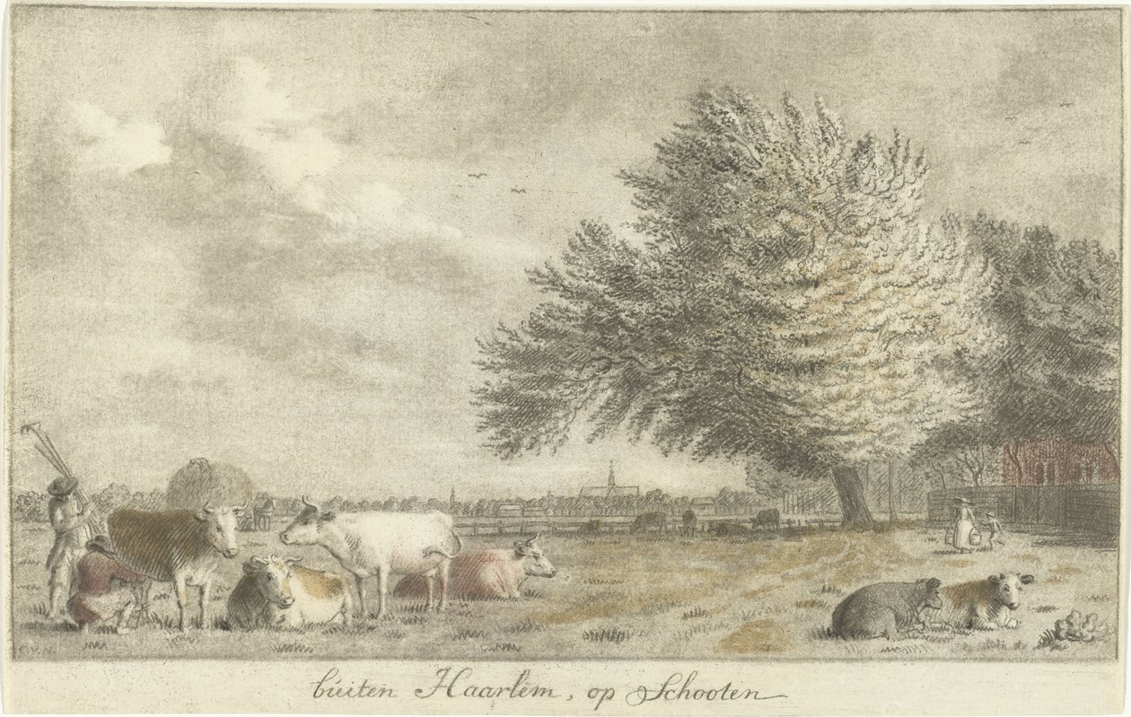 Mucche in un prato da Cornelis van Noorde
