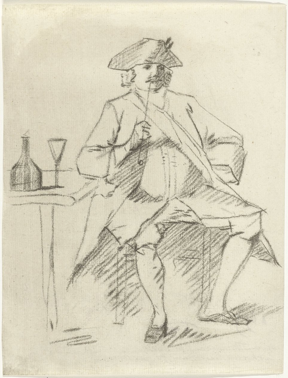 Uomo con una pipa seduto a un tavolo da Cornelis van Noorde