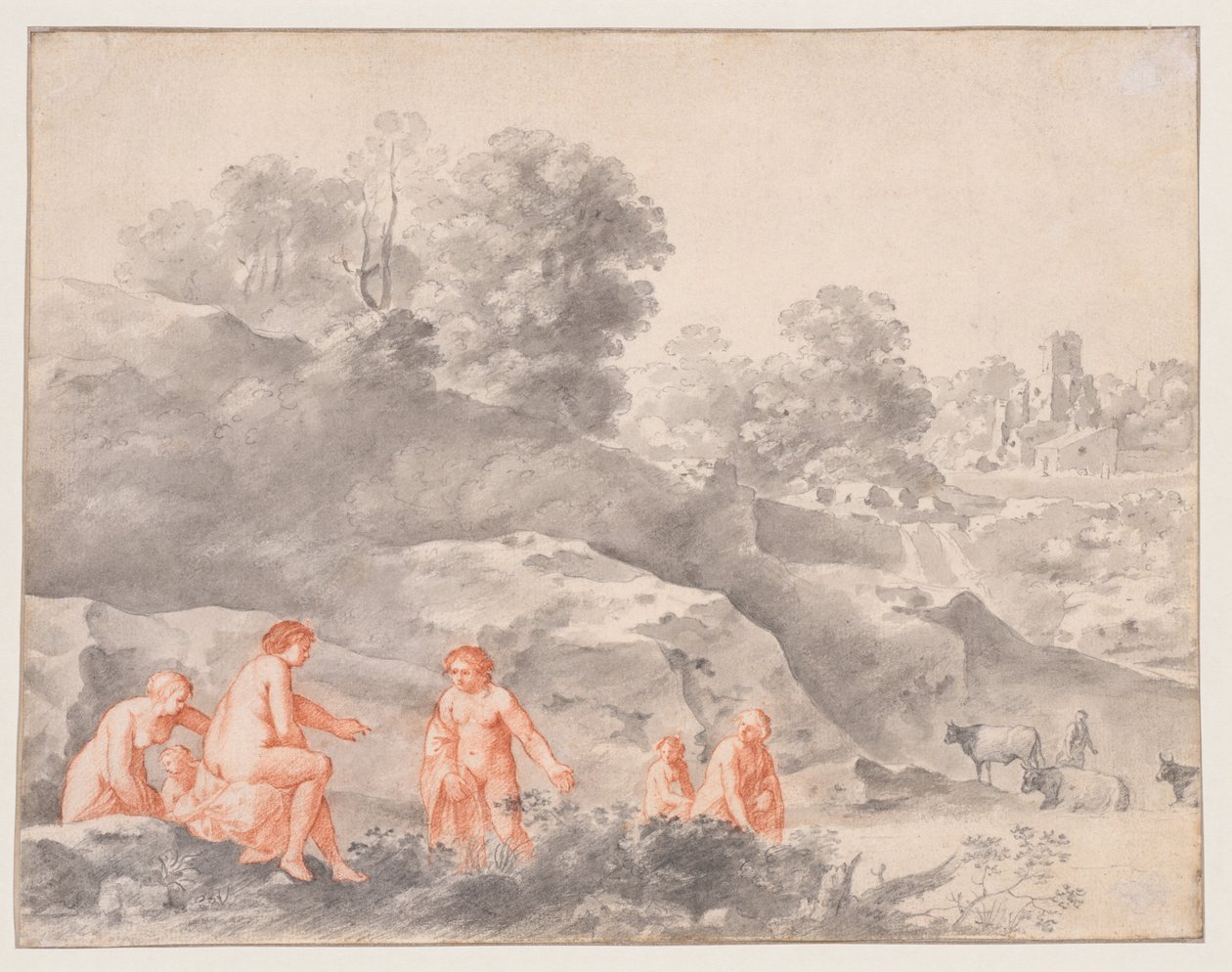 Nudi in un paesaggio (possibilmente Diana e Callisto) da Cornelis van Poelenburch