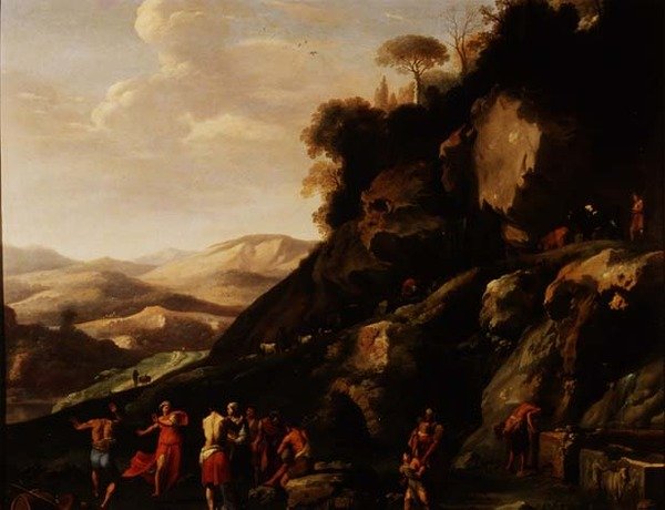 Contadini che Ballano in un Paesaggio da Cornelis van Poelenburgh or Poelenburch