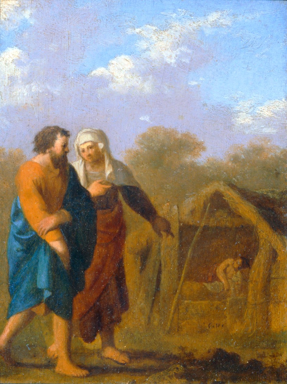 Sara chiede ad Abramo di prendere Hagar come seconda moglie ... da Cornelis van Poelenburgh or Poelenburch