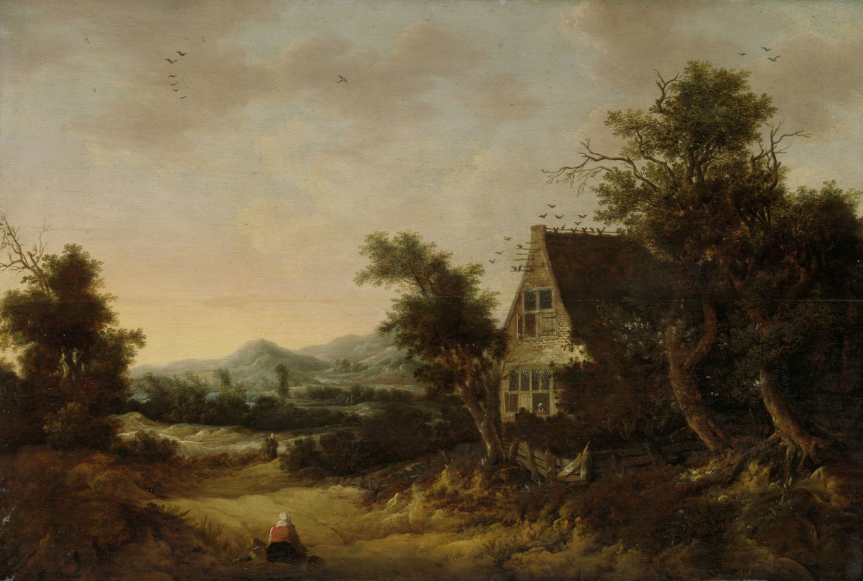Paesaggio collinare con cottage contadino da Cornelis van Zwieten