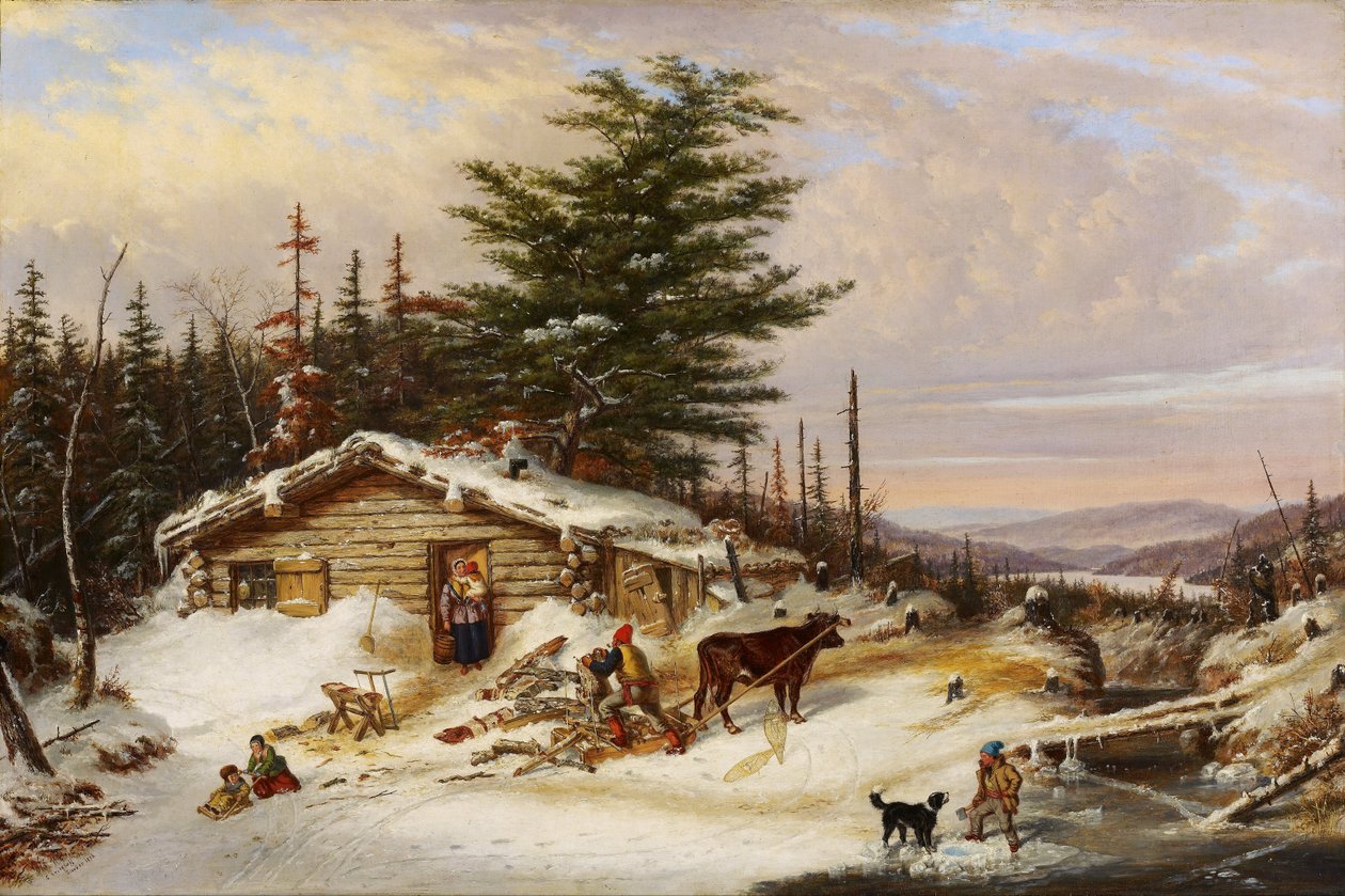 Casa di tronchi dei coloni da Cornelius Krieghoff