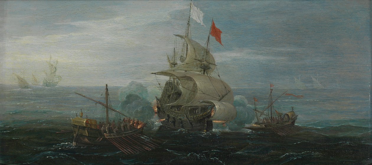 Una nave francese e pirati barbareschi, c.1615 da Cornelius Bol
