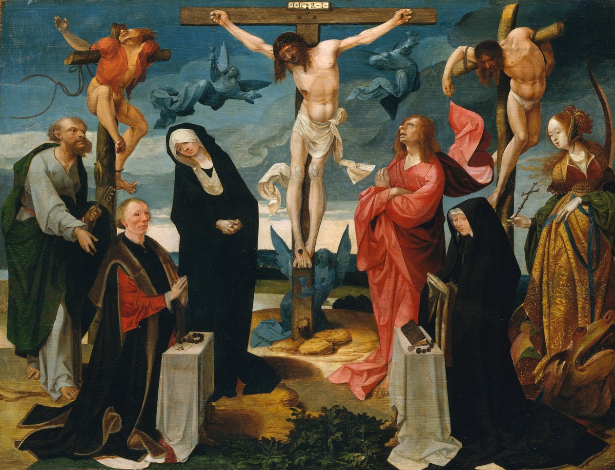 La Crocifissione con Donatori e Santi Pietro e Margherita, ca. 1525-27 da Cornelius Engebrechtsz