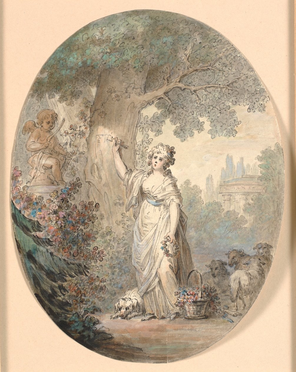 Pastorella che incide un segno su un albero da Cornelius Høyer