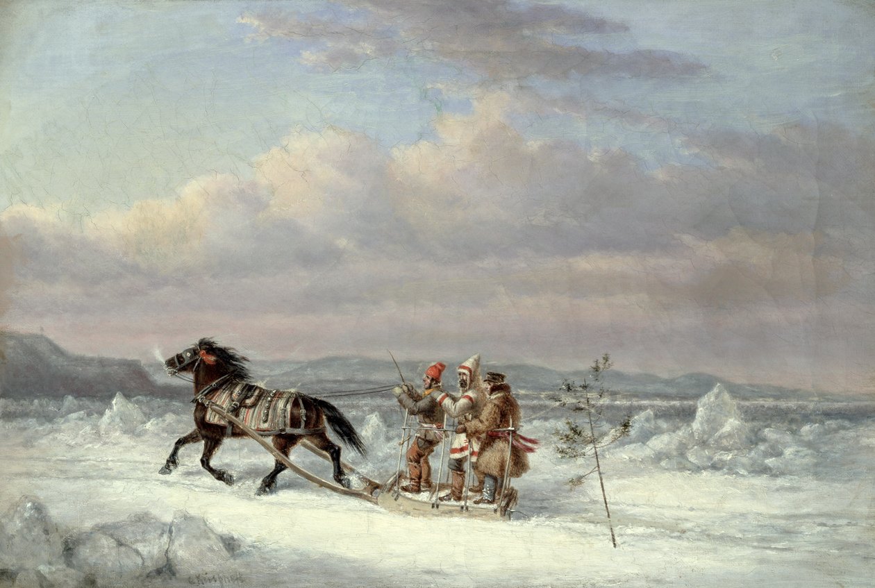 Cacciatori in slitta trainata da cavalli da Cornelius Krieghoff