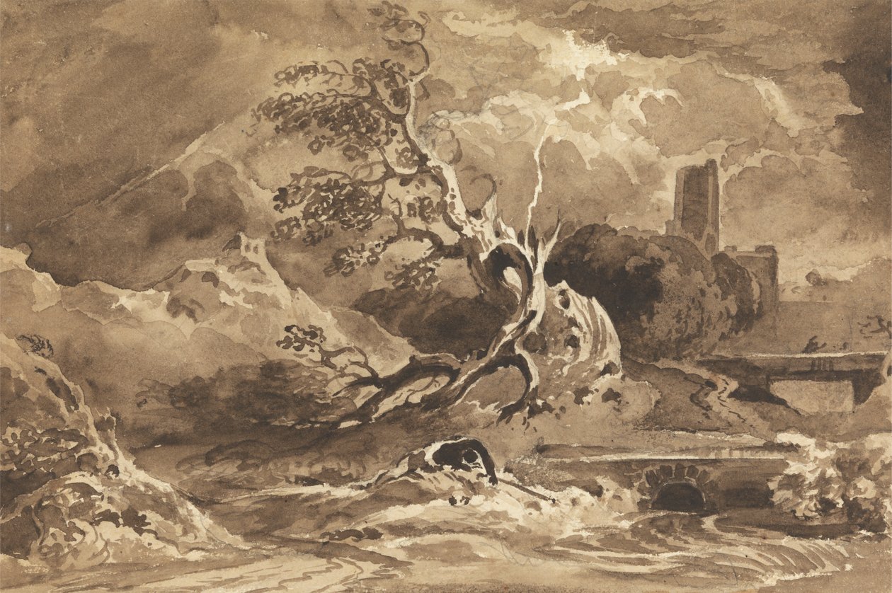 Un albero colpito da un fulmine da Cornelius Varley