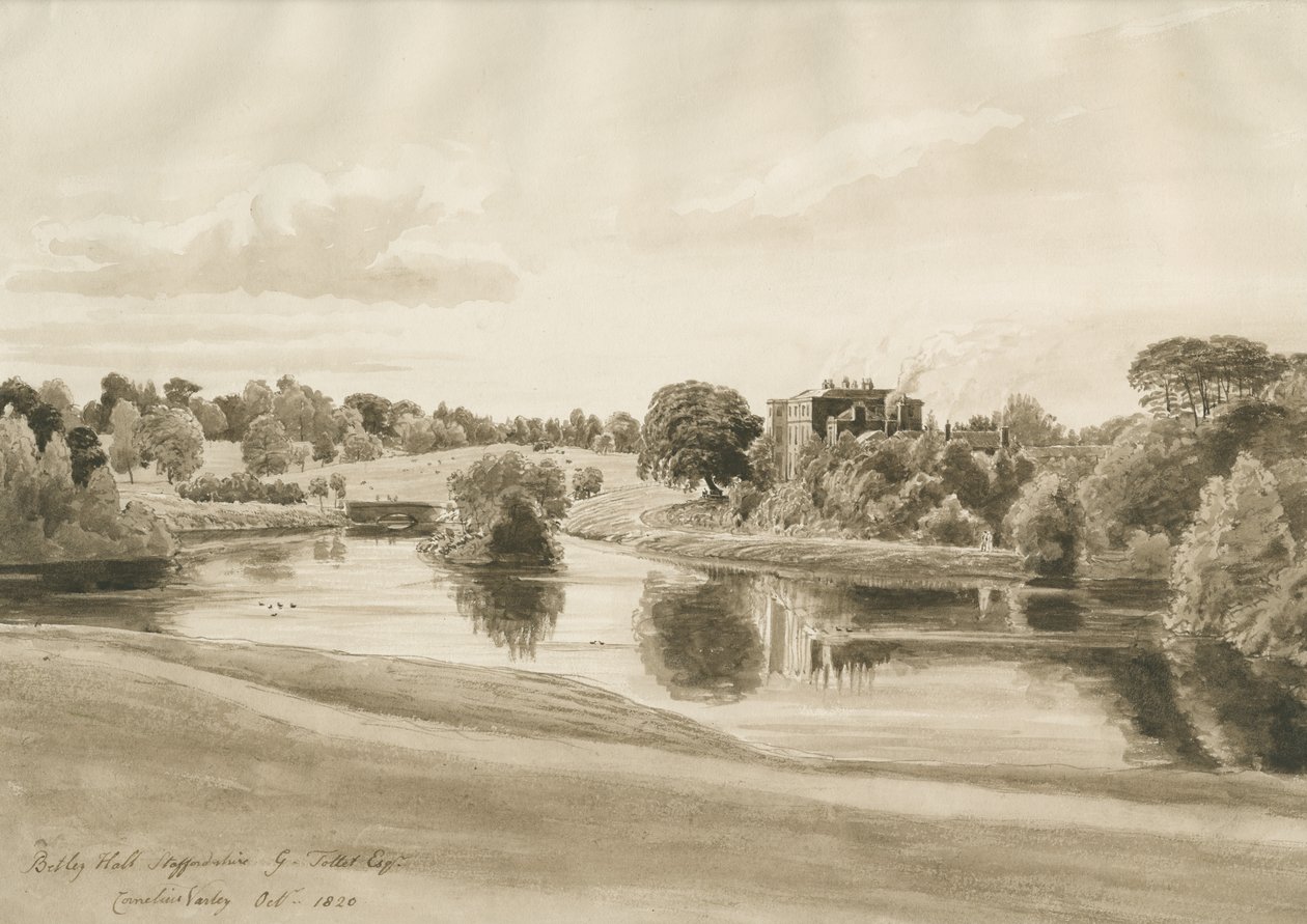 Betley Hall (disegno a seppia, ottobre 1820) da Cornelius Varley