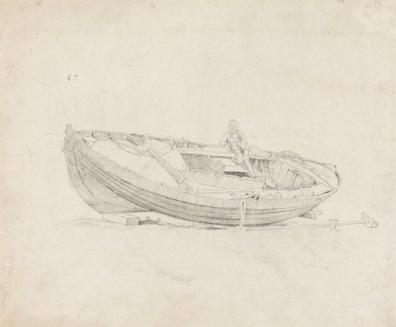 Studio di Barca Ormeggiata con Figura Seduta da Cornelius Varley