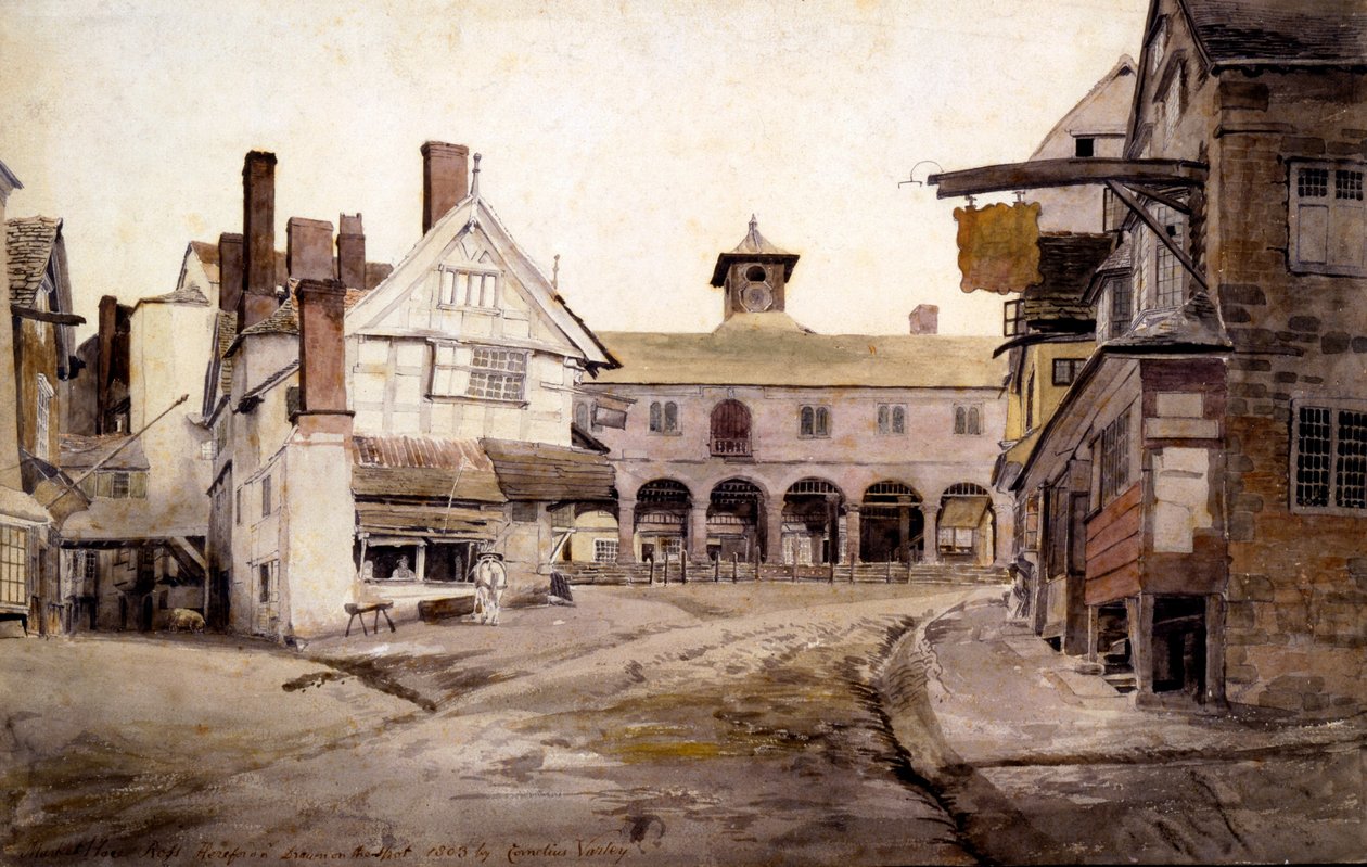 La piazza del mercato, Ross, Hertfordshire da Cornelius Varley