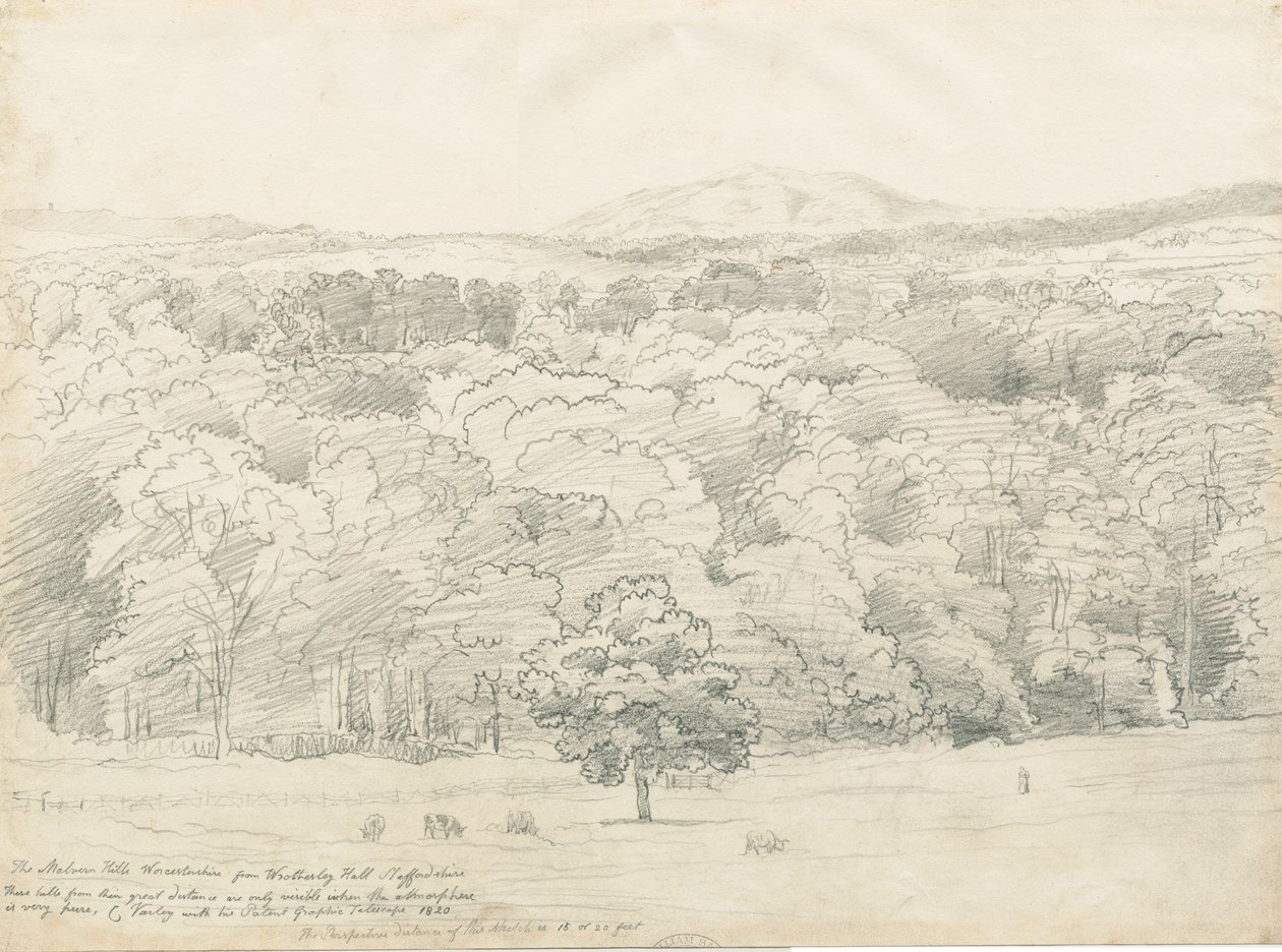 Wrottesley Hall - Veduta delle colline di Malvern da Cornelius Varley