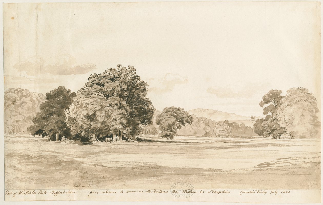 Wrottesley Park: disegno a seppia, luglio 1820 da Cornelius Varley