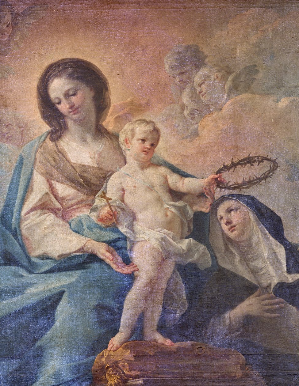 Chiesa del SS Salvatore, interno, Altare del Rosario, Madonna del Rosario, Tela di Corrado Giaquinto (1703-1766), particolare, Poggiardo, Lecce, Puglia (foto) da Corrado Giaquinto
