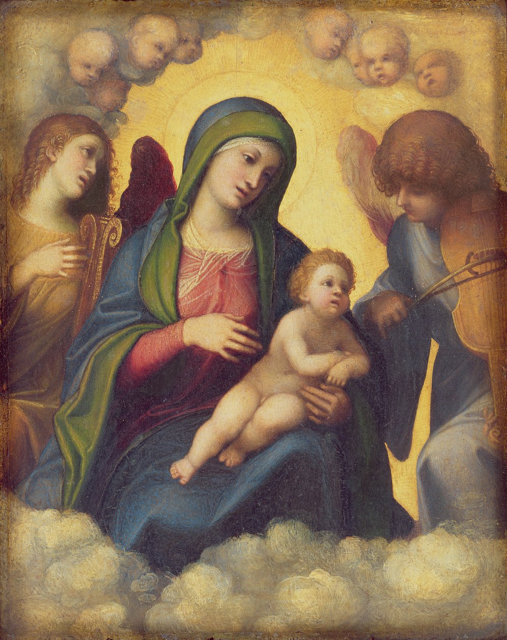 Madonna col Bambino e bambino in gloria, c.1520 da Antonio da Correggio