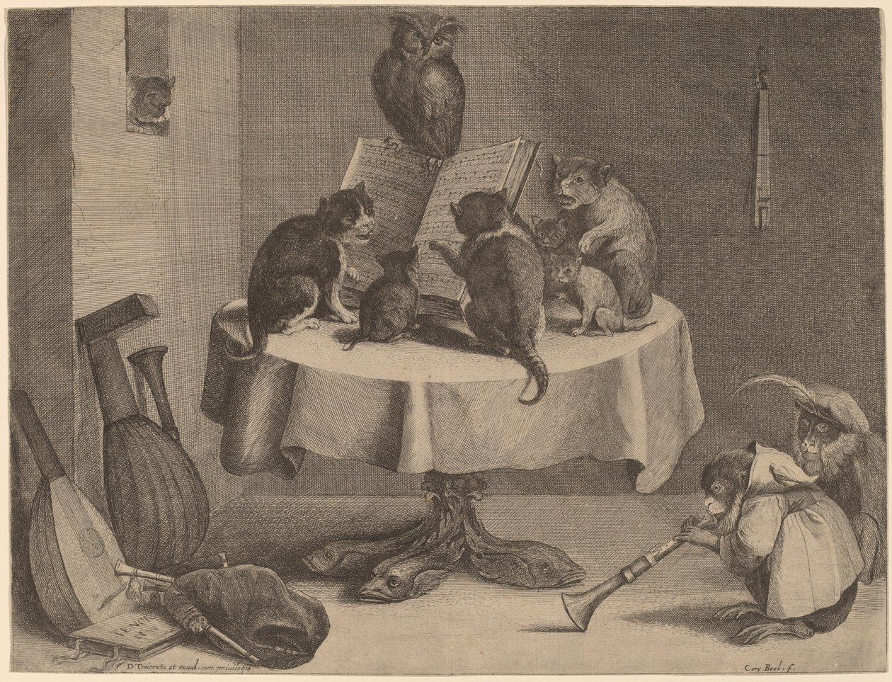 Il concerto dei gatti da Coryn Boel after David Teniers the Younger