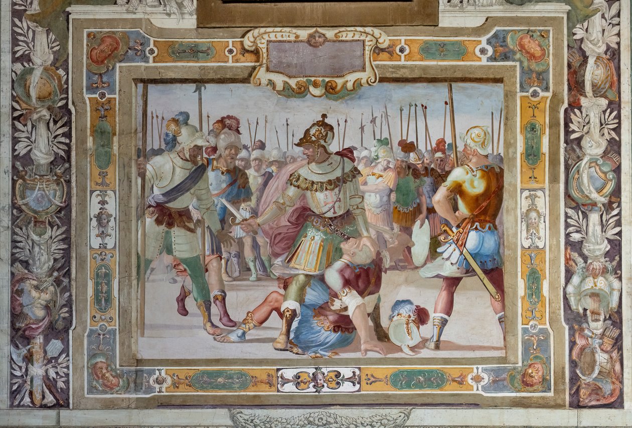 Scena di battaglia, dagli Atti di Goffredo di Buglione alla presa di Gerusalemme, 1589-94 circa (affresco) da Cosimo Daddi