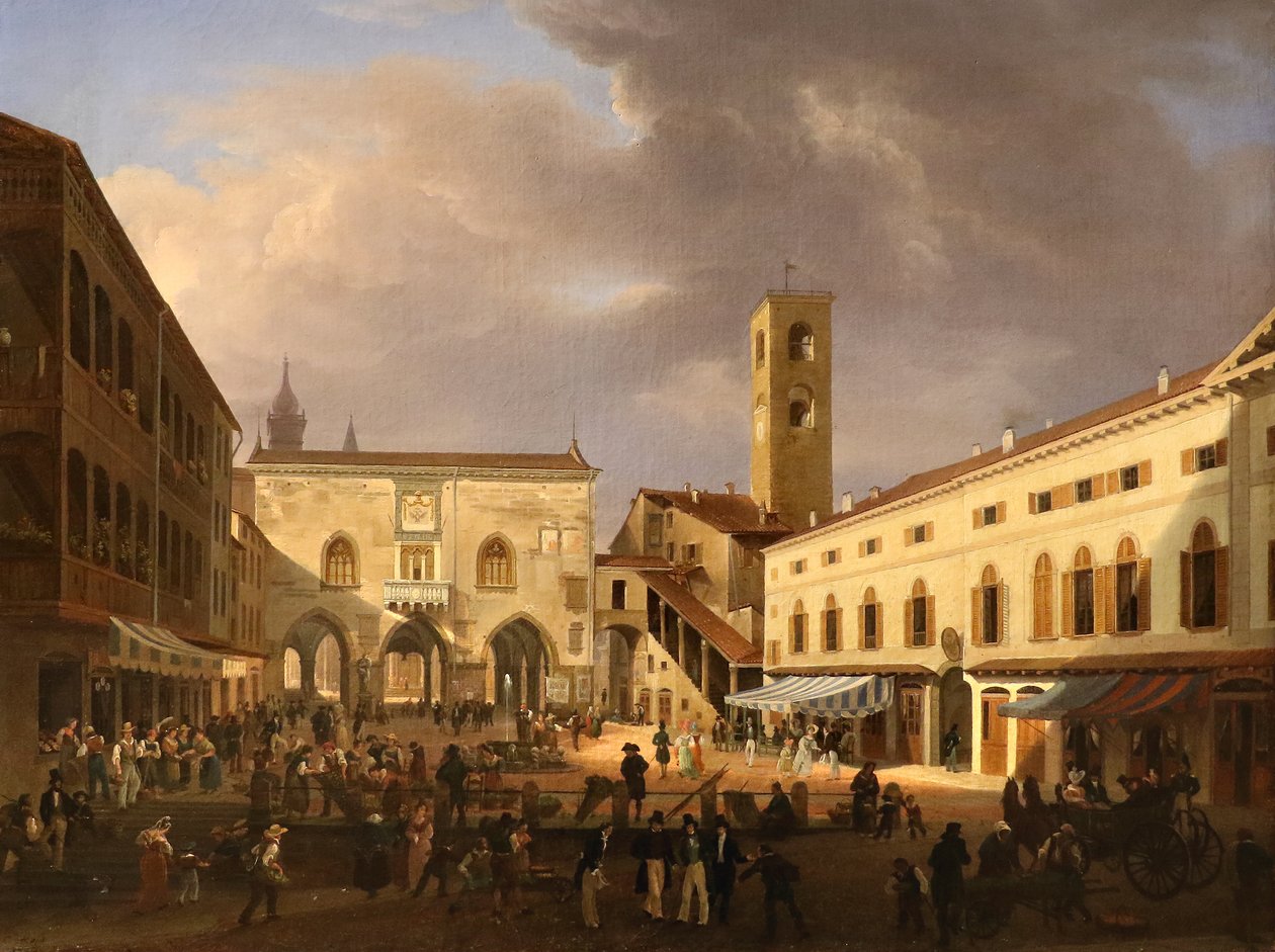 Veduta della Piazza grande di Bergamo da Costantino Rosa