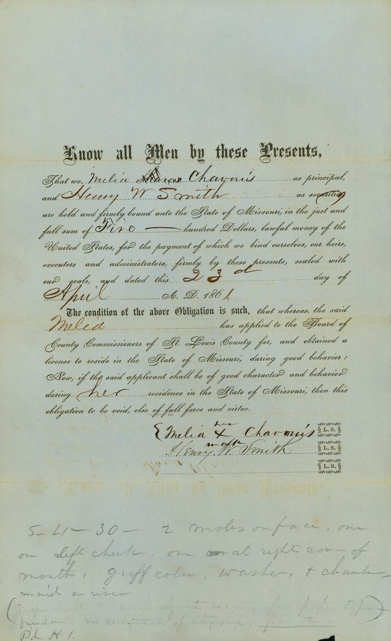 Chavouis Free Negro Bond da County Court of St. Louis