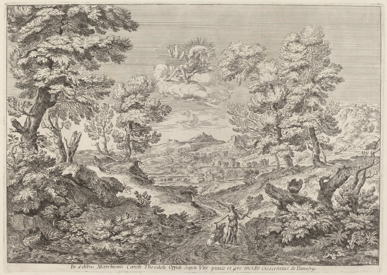 Apollo e una ninfa che conducono un leone da Crescenzio Onofri