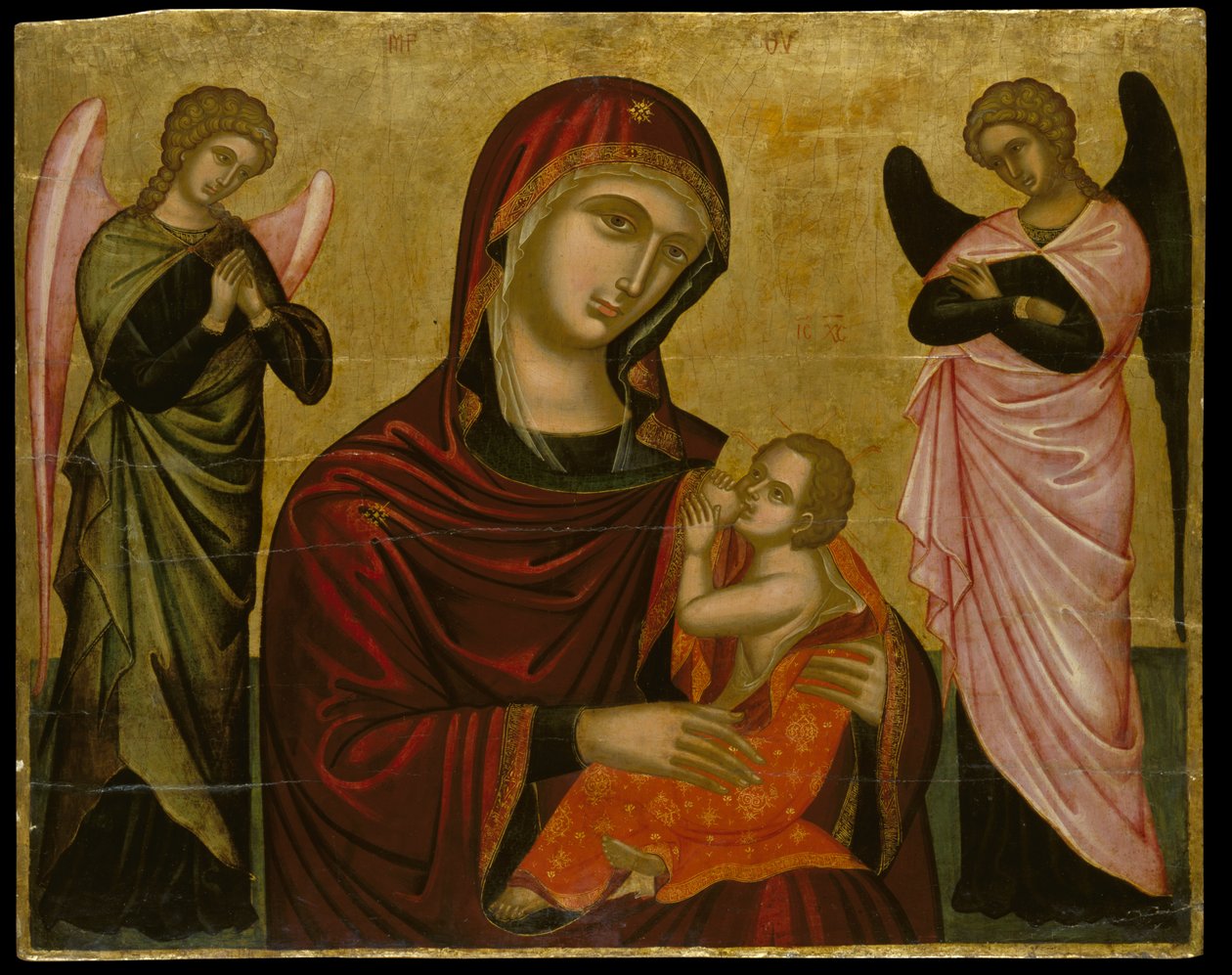 Icona della Vergine Lactans con due angeli da Cretan School