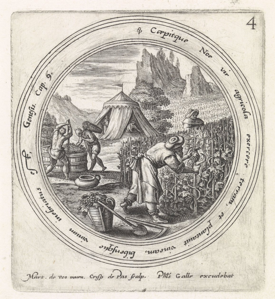 Noè pianta una vigna da Crispijn van de Passe (I)