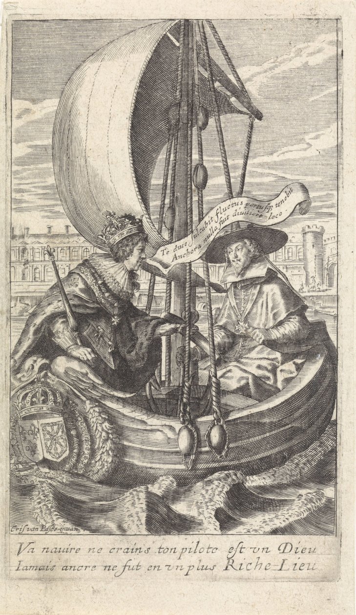 Re Luigi XIII e il cardinale Richelieu in una barca da Crispijn van de Passe (II)
