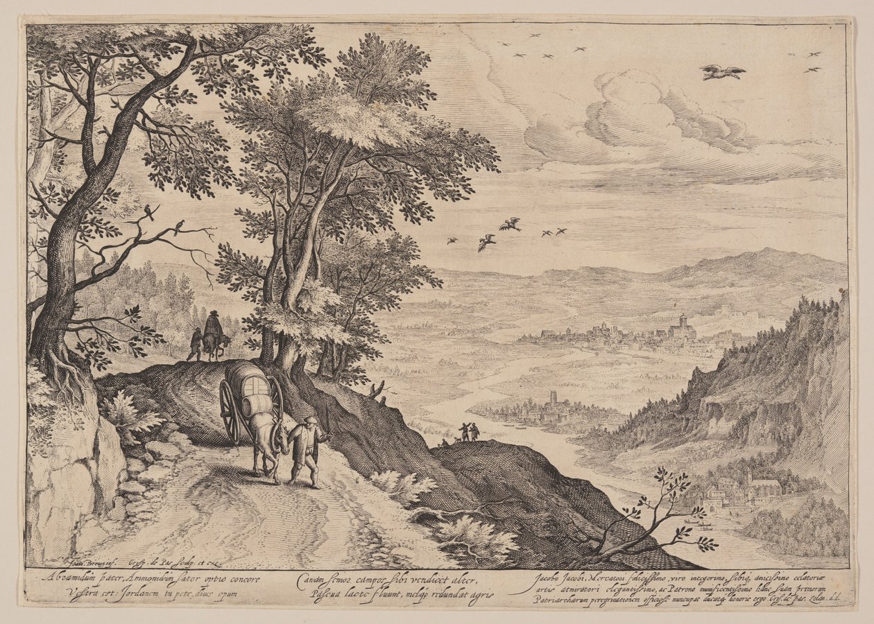 Paesaggio vasto con autista di pullman da Crispijn van de Passe I