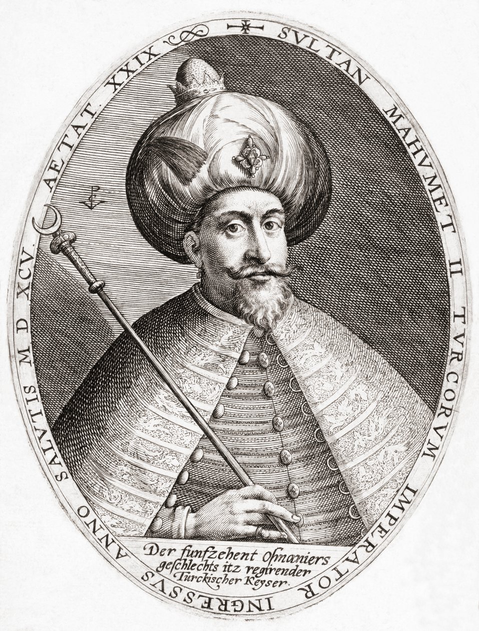 Mehmed III. Sultano, Impero Ottomano. Ritratto. da Crispin I de (after) Passe