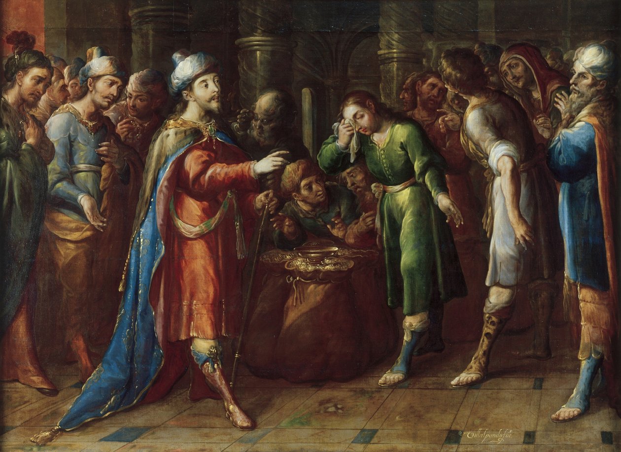 Giuseppe rivendica Benjamin come suo schiavo da Cristobal de Villalpando