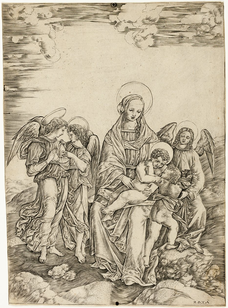 La Vergine e il Bambino con San Giovanni e tre angeli da Cristofano Robetta