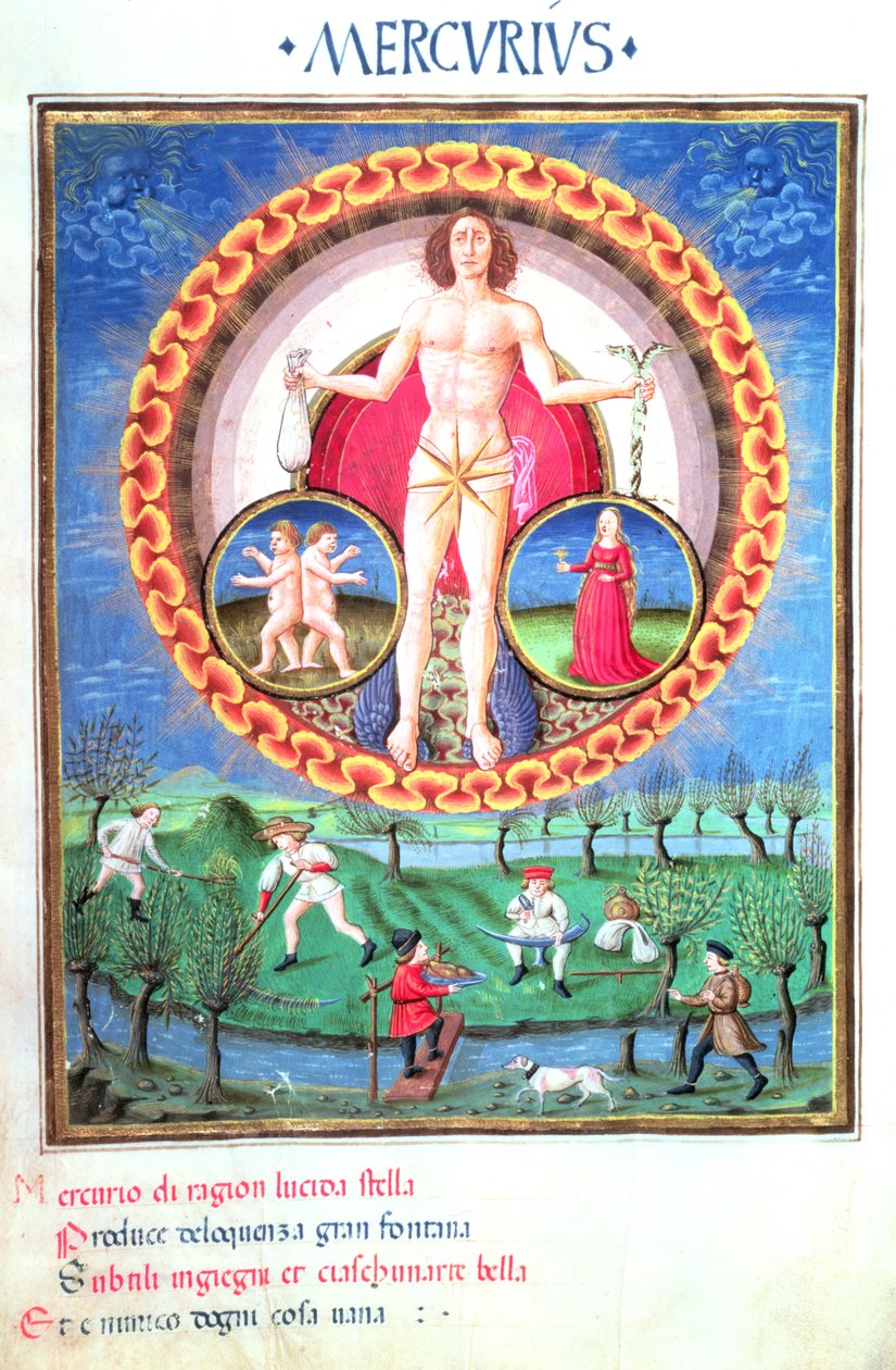 Ms Lat. 209 Il pianeta Mercurio, con i segni zodiacali di Gemelli e Vergine, da 