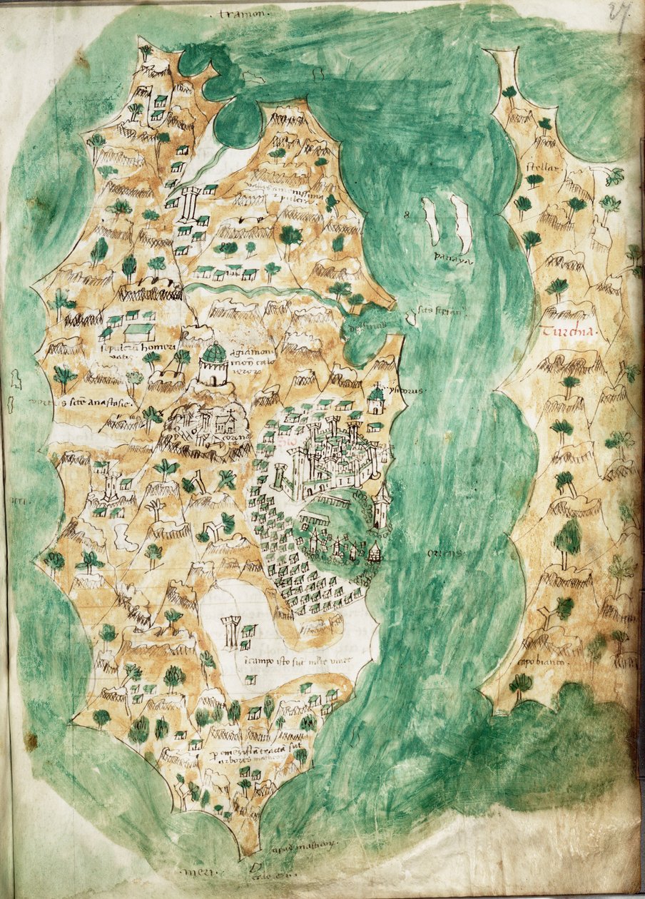 Una carta di Khios e della terraferma adiacente, c.1420 da Cristoforo Buondelmonti