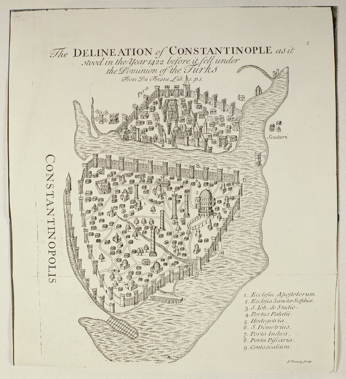 Mappa di Costantinopoli nel 1422 da Cristoforo Buondelmonti