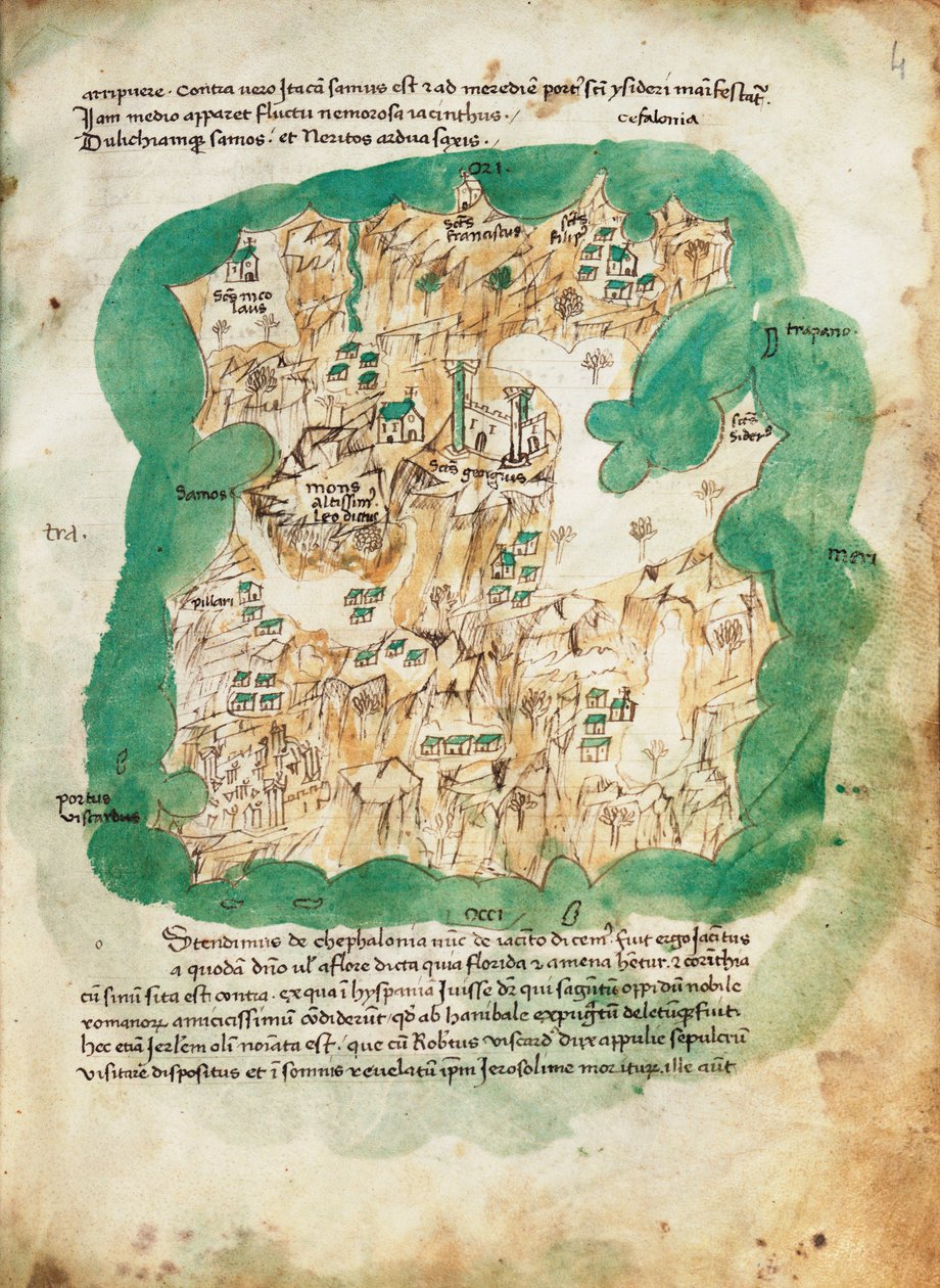 Carta di Cefalonia, c.1420 da Cristoforo Buondelmonti