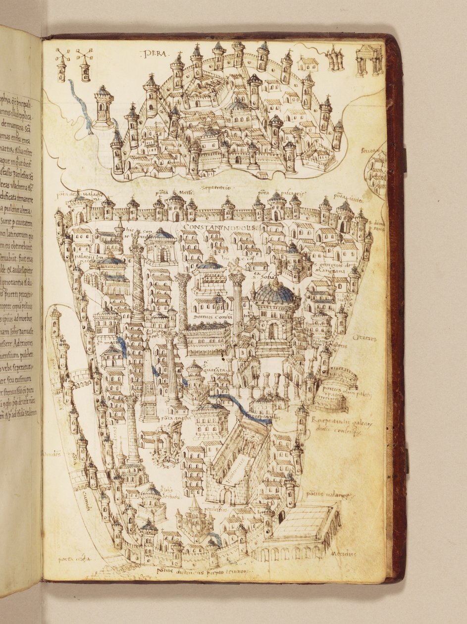 Mappa di Costantinopoli, illustrazione dal "Liber Insularum Archipelagi" da Cristoforo Buondelmonti