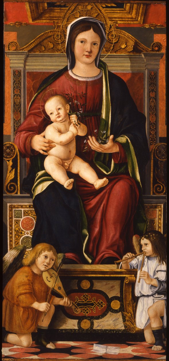 La Vergine e il Bambino in trono con due angeli musicisti da Cristoforo Caselli