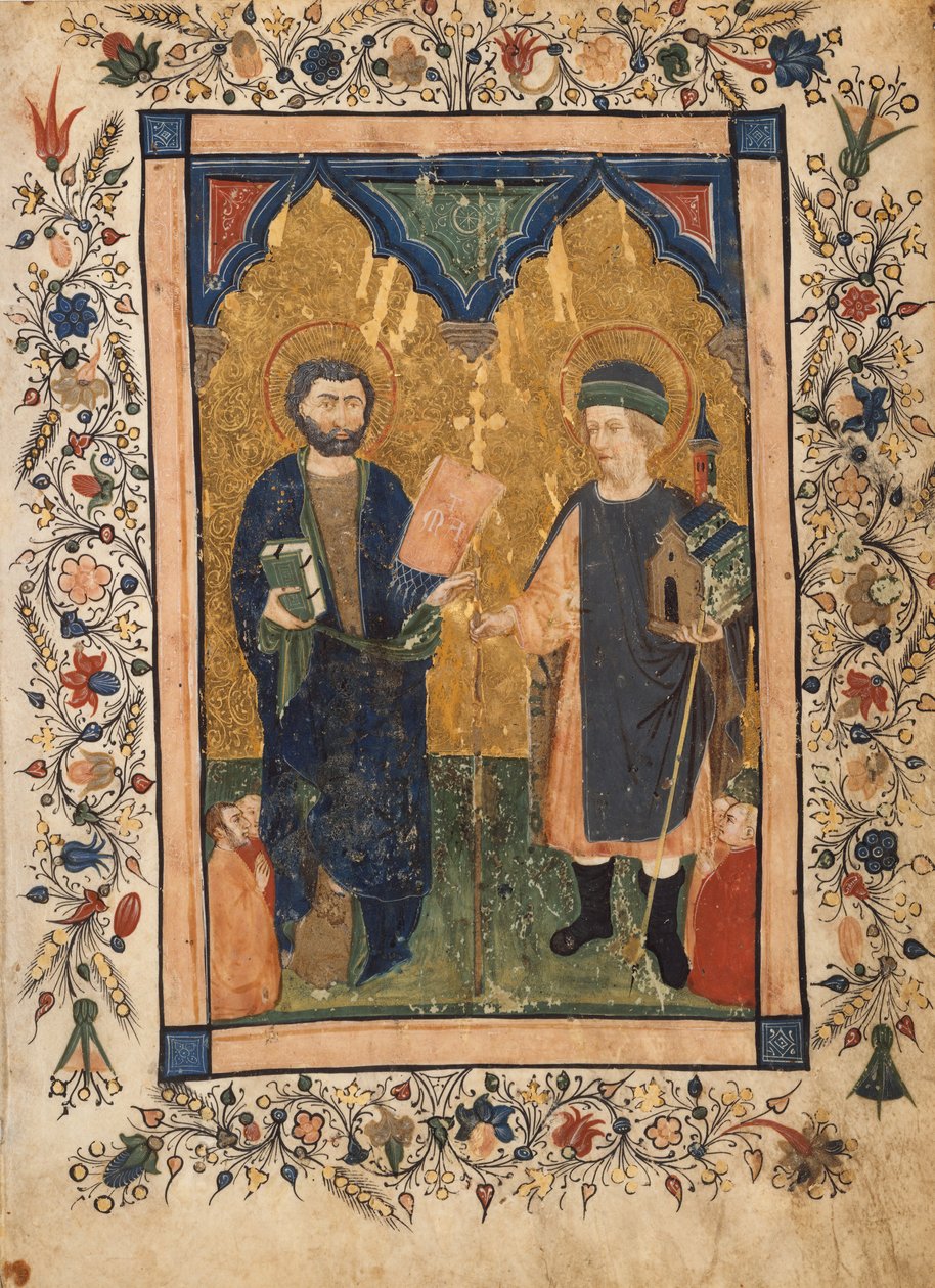 San Marco Evangelista e San Sinibaldo venerati da membri di un laicato da Cristoforo Cortese