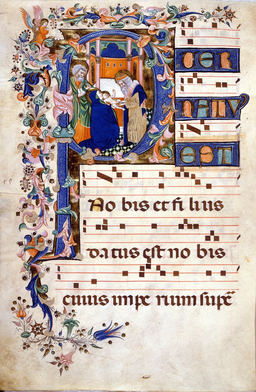 La circoncisione di Cristo in una letterina P. Partizione (Corale) del XV secolo di Cristoforo Cortese (prima metà del XV secolo). Biblioteca Brera, Milano da Cristoforo Cortese