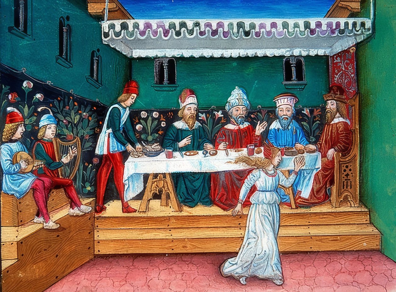 Durante il banchetto di Erode, Salomè consegna la testa di Giovanni da Cristoforo De Predis