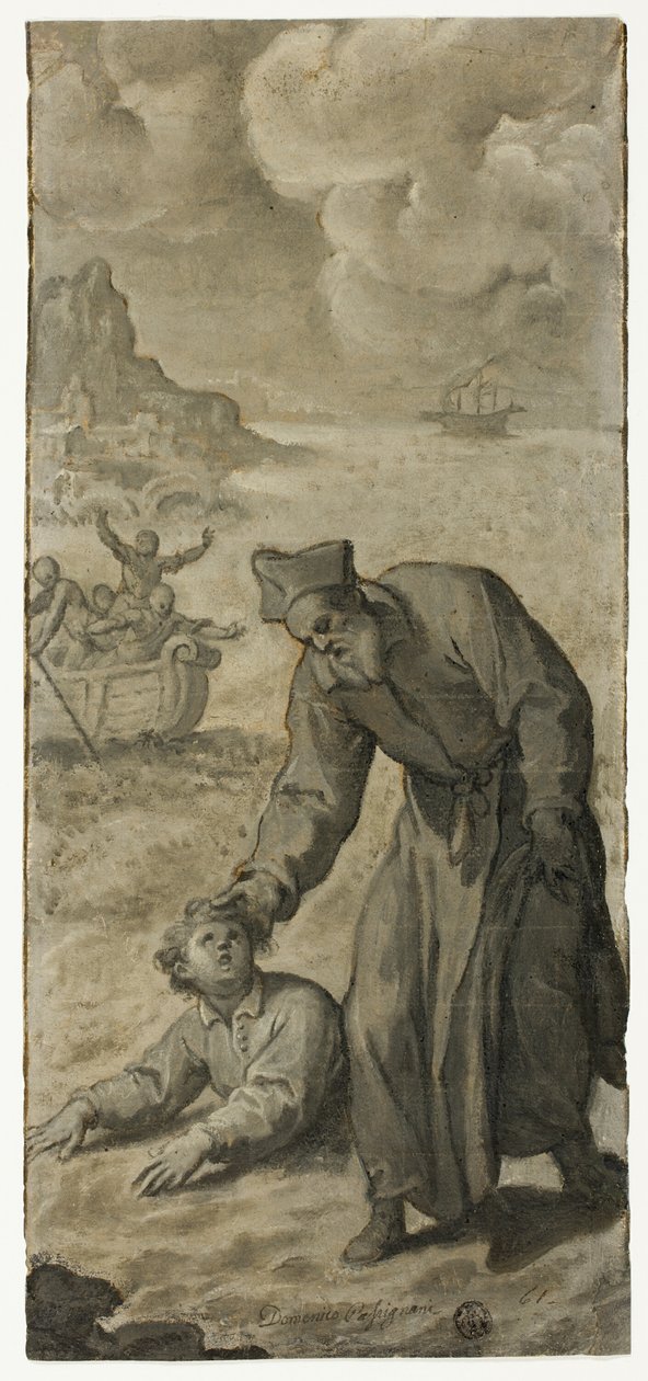 Studio per San Filippo Neri che Salva un Giovane che Sta Annegando da Cristoforo Roncalli