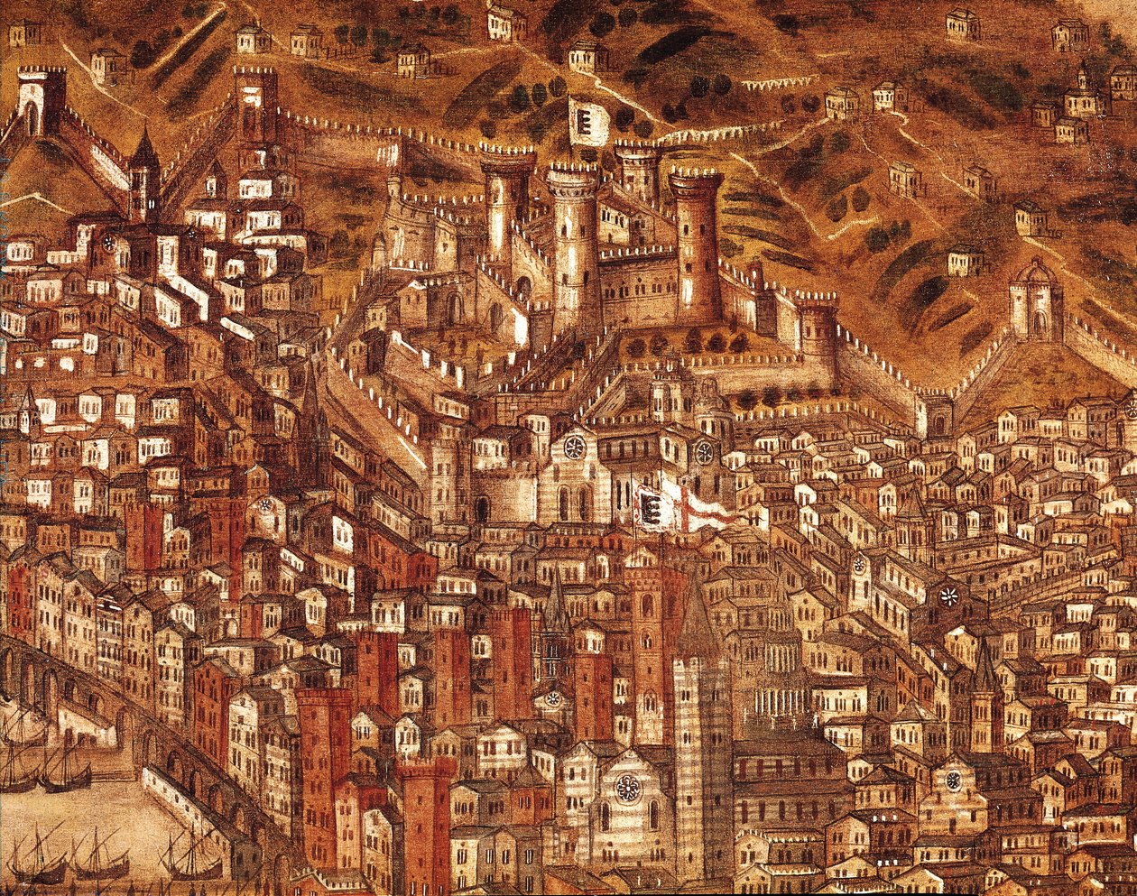 Veduta di Genova e del suo castello (dettaglio) 1597 da Cristoforo de Grassi